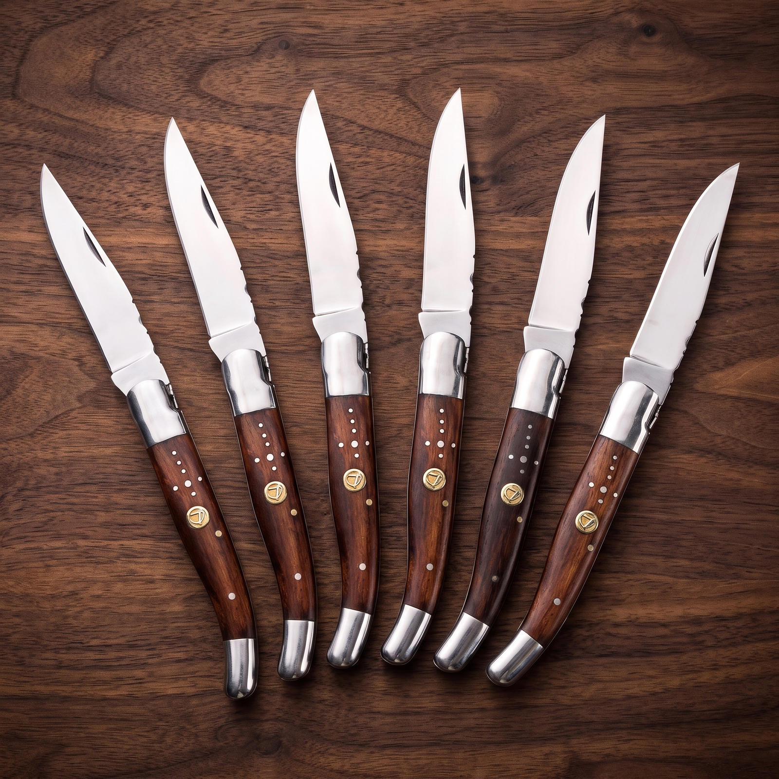 Set of 6 Hand Forged Steel Laguiole Steak Knife Handmade Pocket | Groomsmen Gift Set | BMK-613-S6
