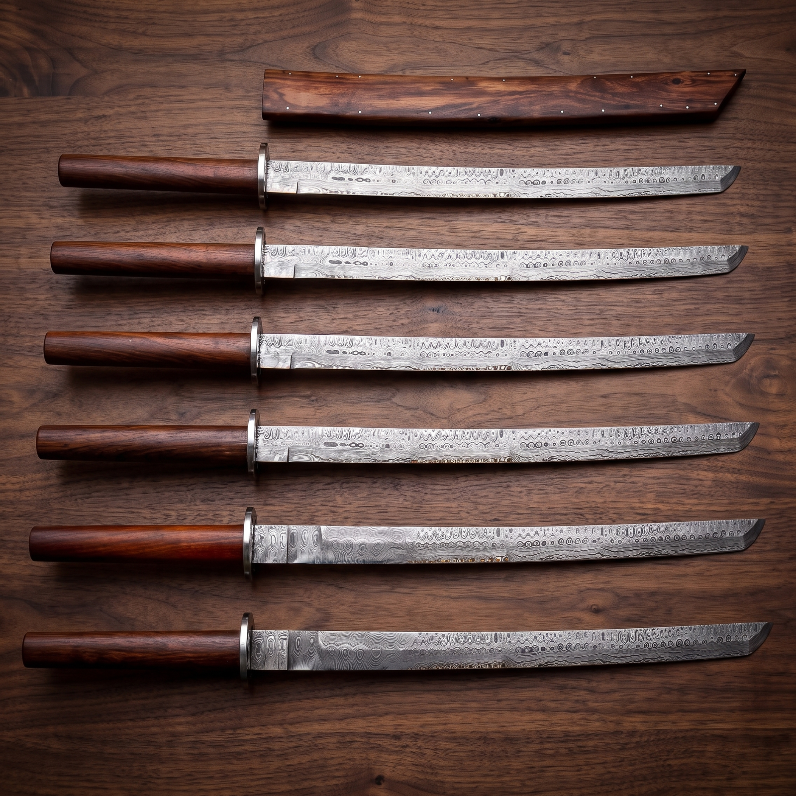 Set of 6 Handmade 32″ Japanese Damascus Katana Samurai Ninja Sword | Groomsmen Gift Set | BMK-561-S6