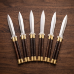 Set of 6 matching knives: High Carbon Steel Filipino Balisongs Butterfly Brass with