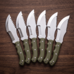 Set of 6 matching knives: Jade Warden Handmade D2 Steel Tracker Knife
