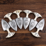 Set of 6 matching knives: Kippah 4 Inches Blade D2 Steel Push Dagger Deep Skull