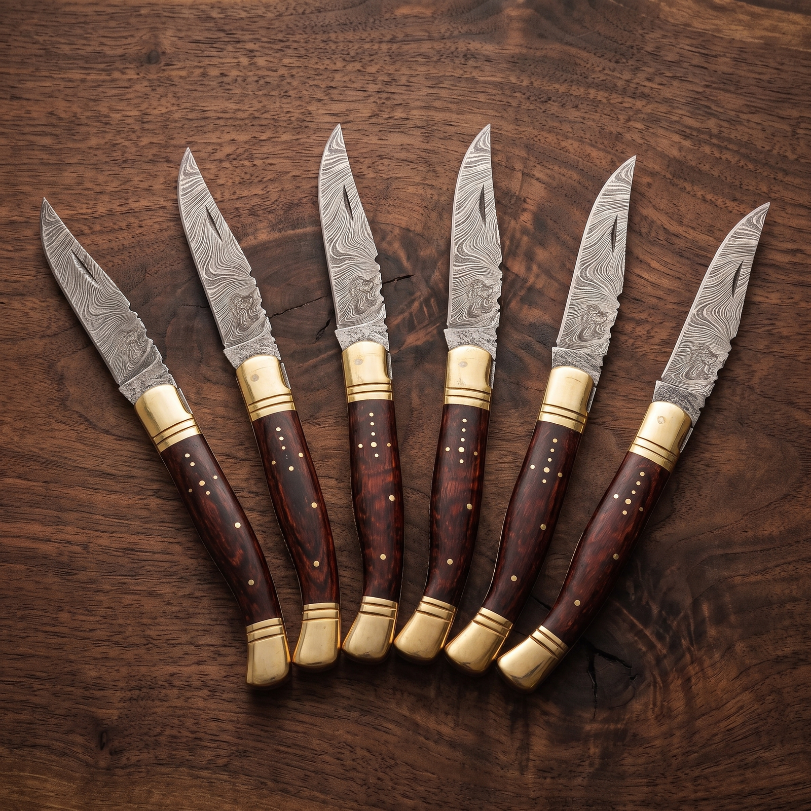 Set of 6 Magnum 4.75 Inches Damascus Laguiole Knife Handmade | Groomsmen Gift Set | BMK-112-S6