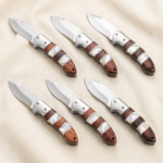 Set of 6 matching knives: Pearl Magpie Handmade VG10 Stainless Steel Folding Knife