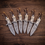 Set of 6 matching knives: Queen Snake 8.5" Long Damascus Pocket Knife Damascus