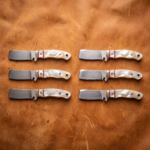Set of 6 matching knives: River Pearl Handmade D2 Tool Steel Satin Cowboy Bull Cutter