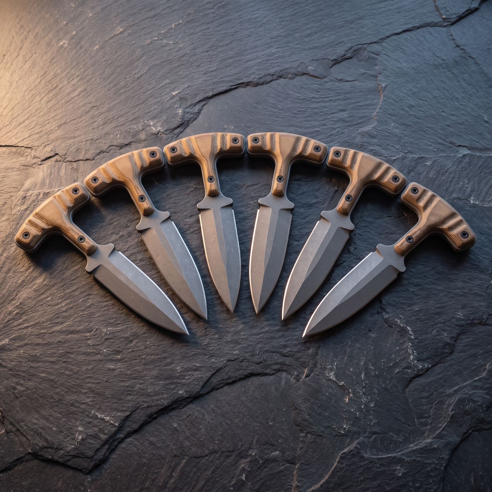 Set of 6 Sand Wraith Handmade D2 Steel Stonewashed Spear Point Push Dagger | Groomsmen Gift Set | BMK-1223-S6