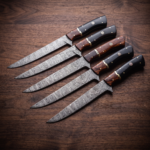 Set of 6 matching knives: Shishamo 8 Inches Damascus Knife Damascus Fish Fillet Knife