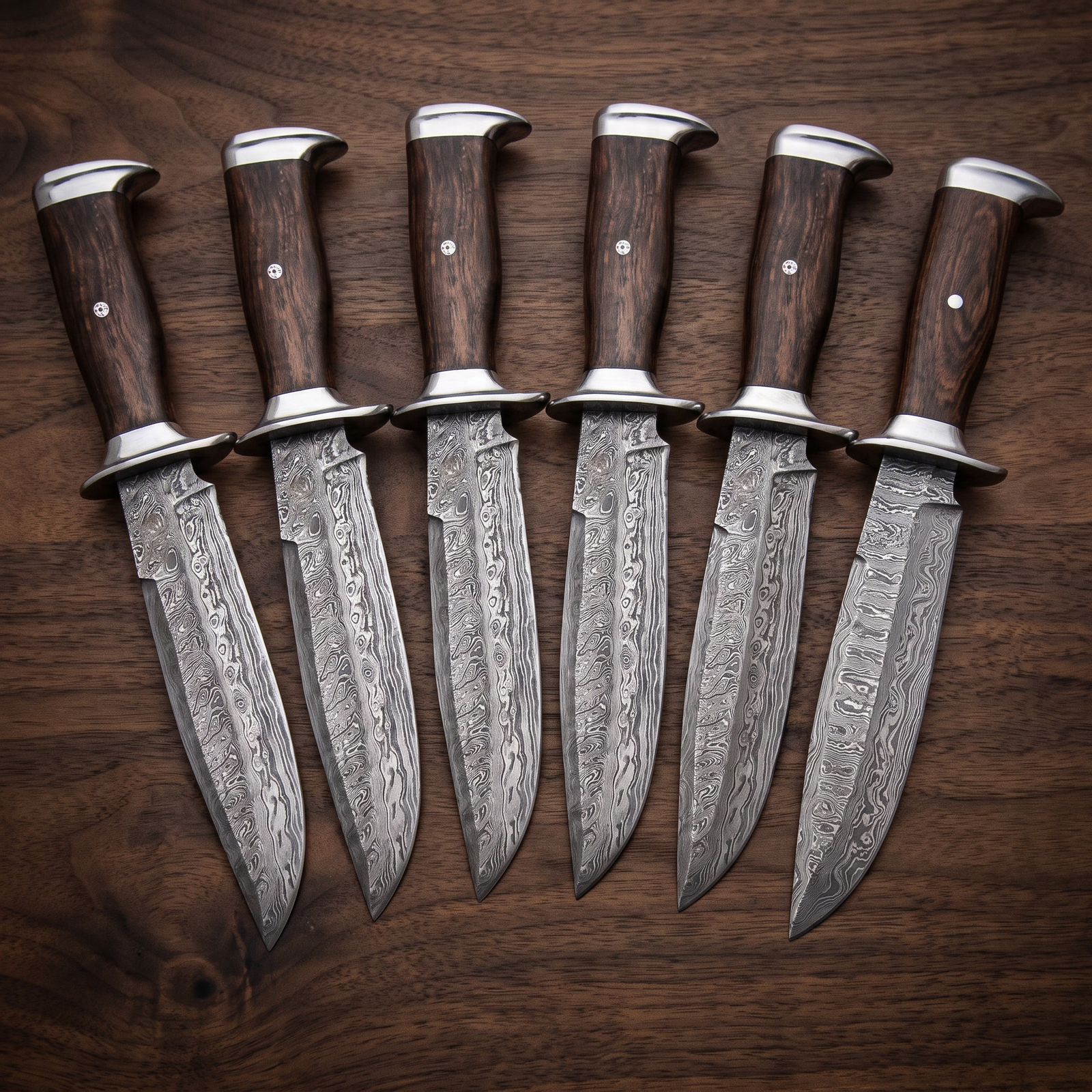 Set of 6 Yakushima Knife 12 Inch Long Damascus Fixed Blade Hunting | Groomsmen Gift Set | BMK-808-S6