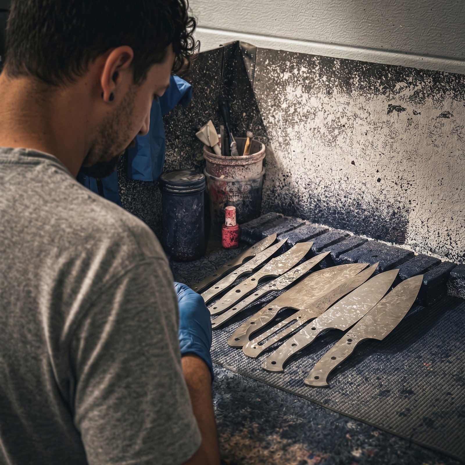 Cole Ransom at the Black Mamba Knives workshop in Memphis, photo 2