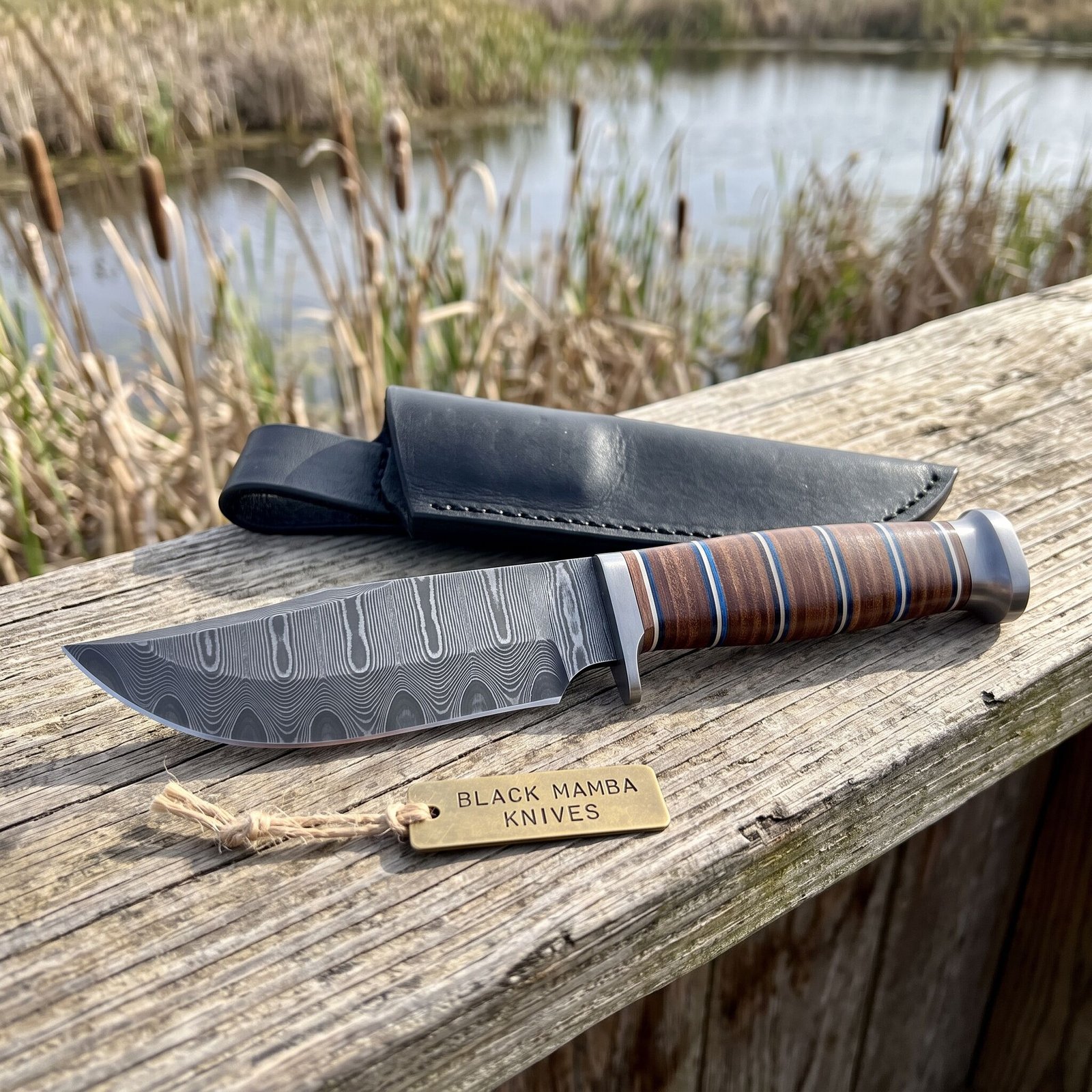 Egyptian Cobra KNIFE 9.5″ Long 4.5 “Blade 8.8oz Fixed Blade Hunting Bowie Skinner Handmade Damascus Steel Knife Black Mamba Hand Made World Class Knives USA Made | BMK-116
