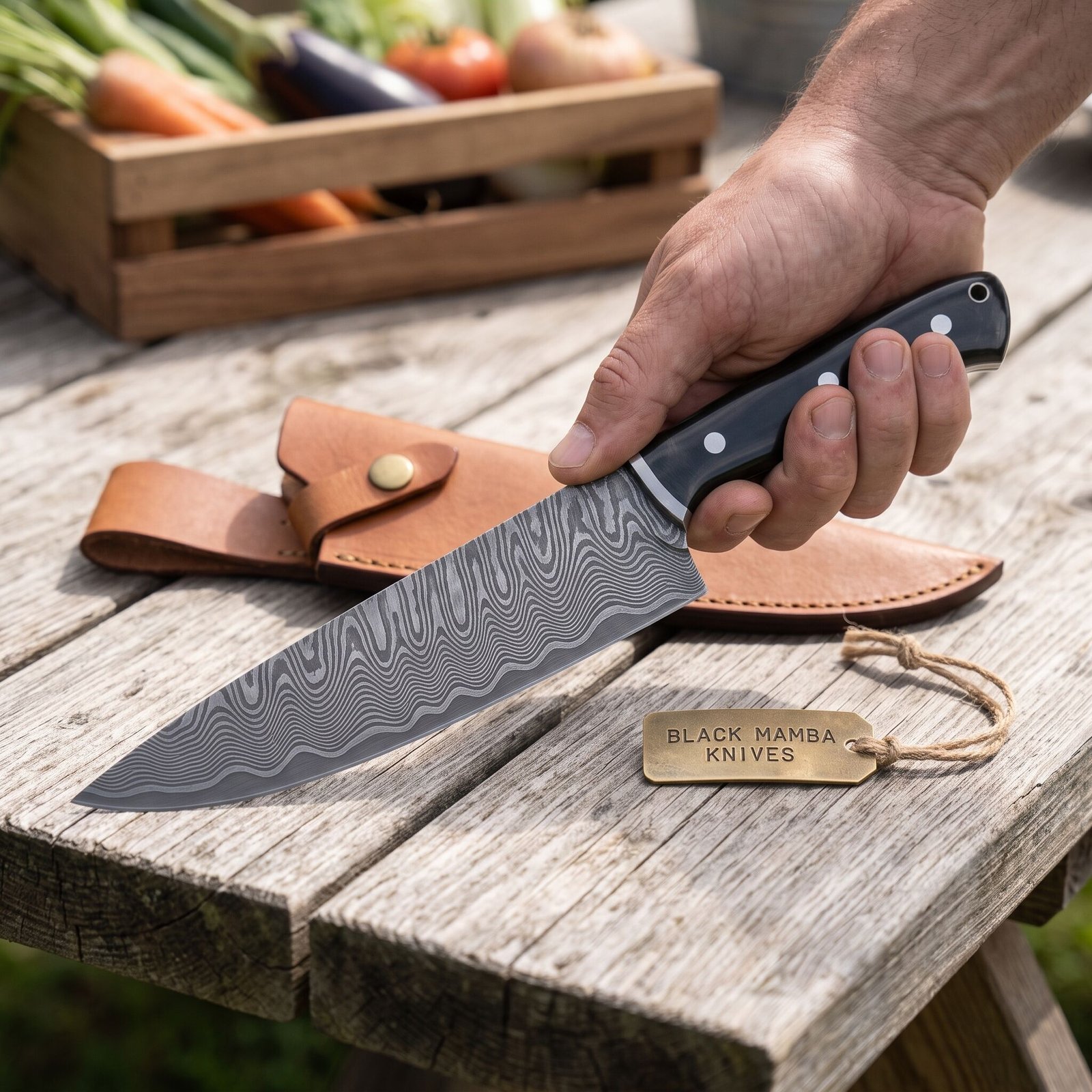 Fugu Knife SERIES 13″ Long 8 “Blade 10 Oz Razor Sharp, Superb Edge Retention, Hand Made Damascus Professional Chefs Knives Kitchen Knives Black Mamba Hand Made World Class Knives | BMK-113-G - view 2