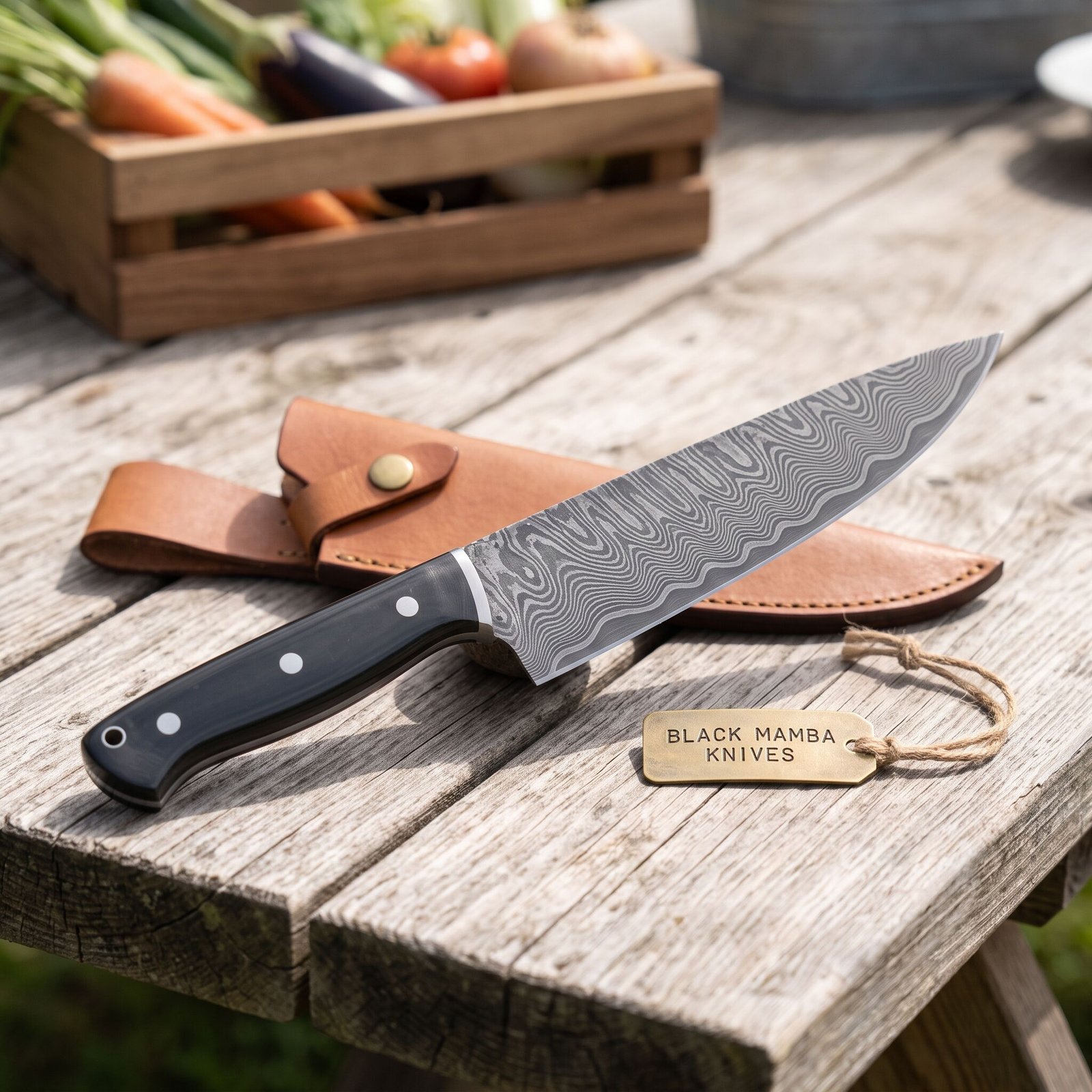 Fugu Knife SERIES 13″ Long 8 “Blade 10 Oz Razor Sharp, Superb Edge Retention, Hand Made Damascus Professional Chefs Knives Kitchen Knives Black Mamba Hand Made World Class Knives | BMK-113-G - view 4