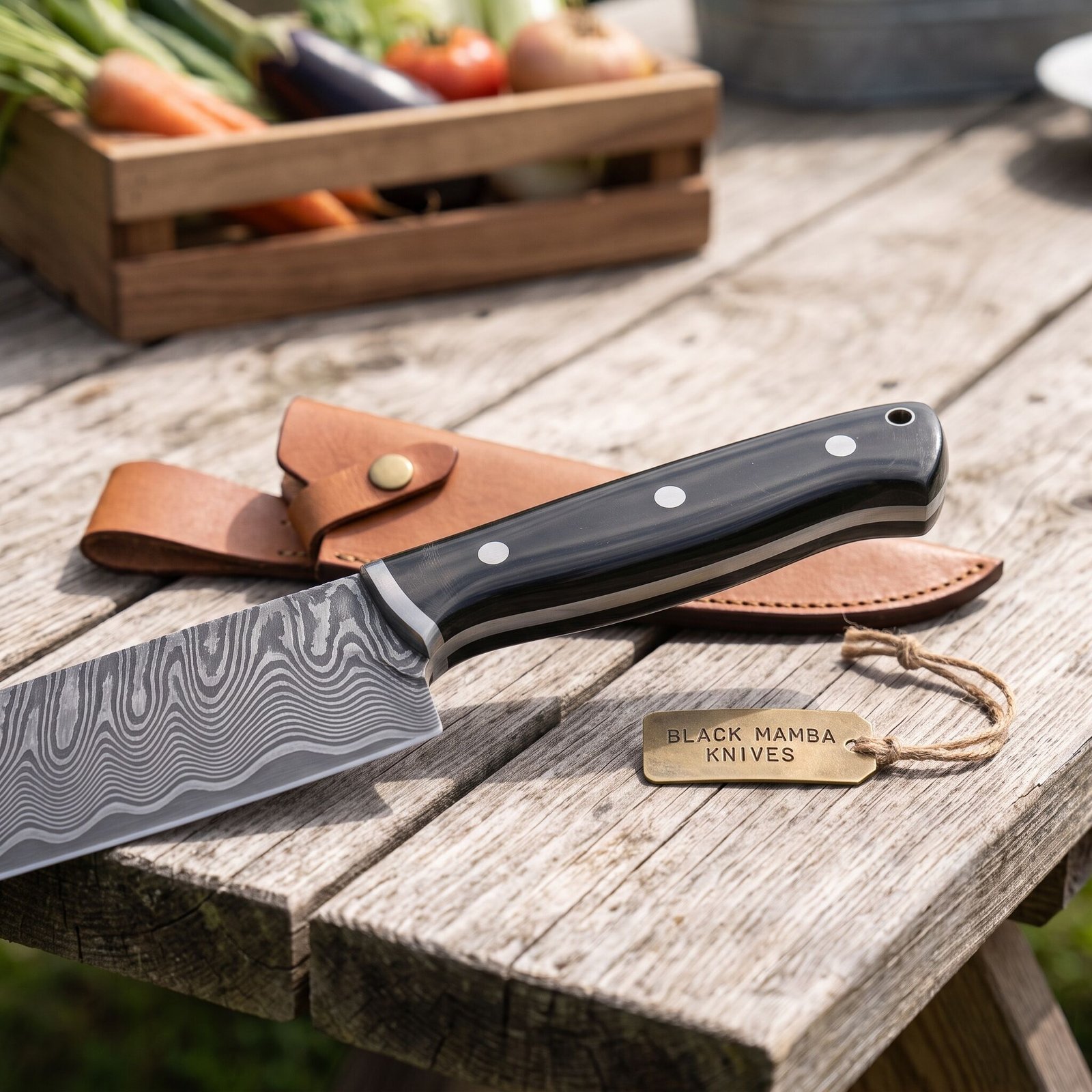 Fugu Knife SERIES 13″ Long 8 “Blade 10 Oz Razor Sharp, Superb Edge Retention, Hand Made Damascus Professional Chefs Knives Kitchen Knives Black Mamba Hand Made World Class Knives | BMK-113-G - view 5