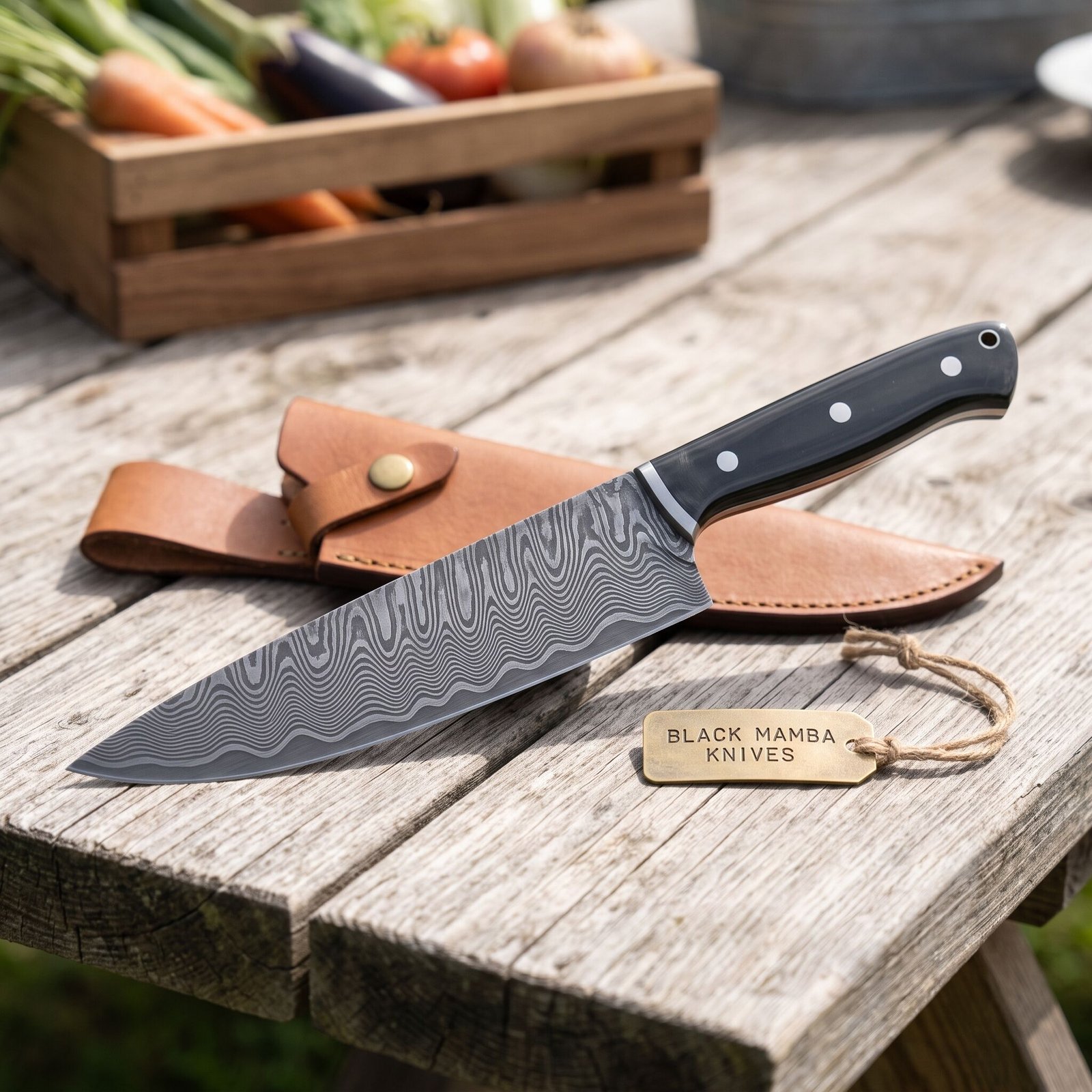 Fugu Knife SERIES 13″ Long 8 “Blade 10 Oz Razor Sharp, Superb Edge Retention, Hand Made Damascus Professional Chefs Knives Kitchen Knives Black Mamba Hand Made World Class Knives | BMK-113-G
