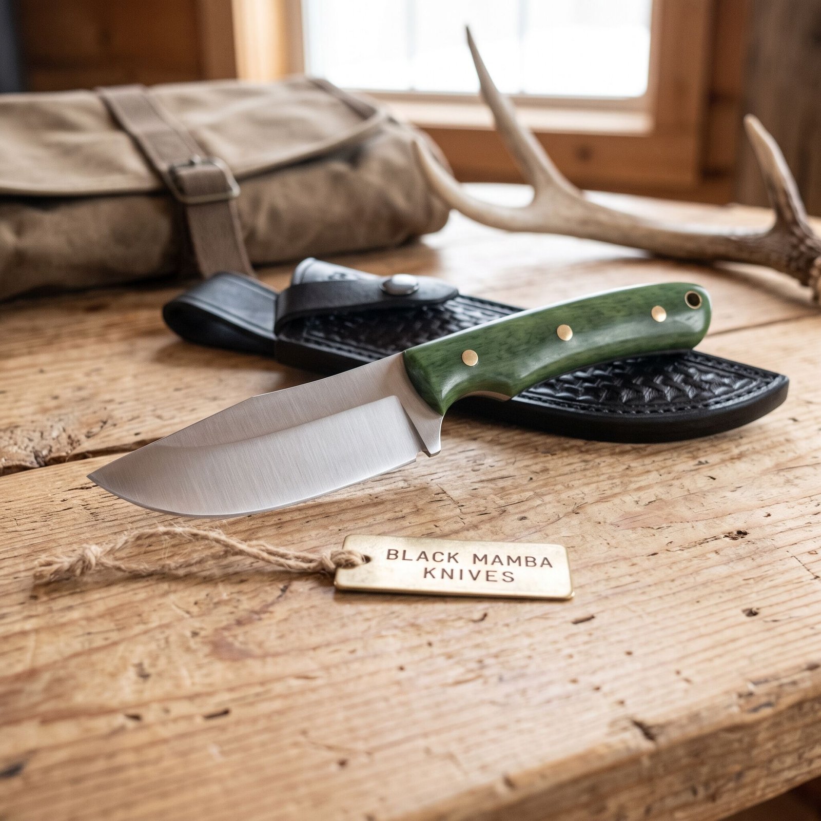 Green Fish Knife 9″ Long 4.5″ Blade 9oz 440c Stainless Steel Fixed Blade Hunting Bowie Skinner Handmade Knife Black Mamba Hand Made World Class Knives USA Made | BMK-144 - view 3