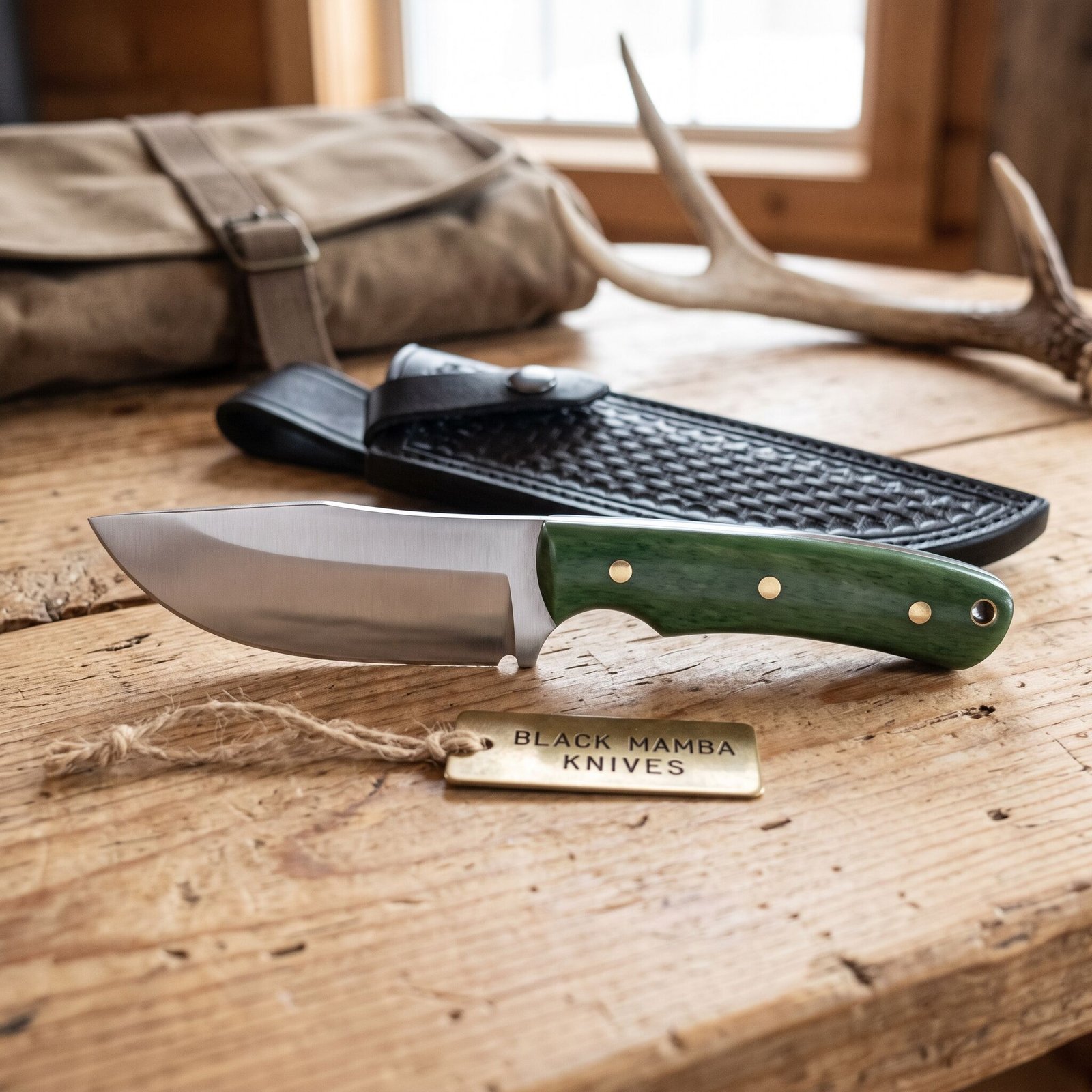 Green Fish Knife 9″ Long 4.5″ Blade 9oz 440c Stainless Steel Fixed Blade Hunting Bowie Skinner Handmade Knife Black Mamba Hand Made World Class Knives USA Made | BMK-144