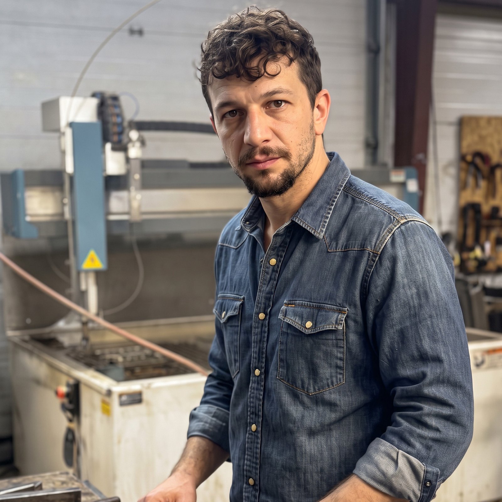 Cole Ransom, owner and artisan at Black Mamba Knives, in the Memphis workshop