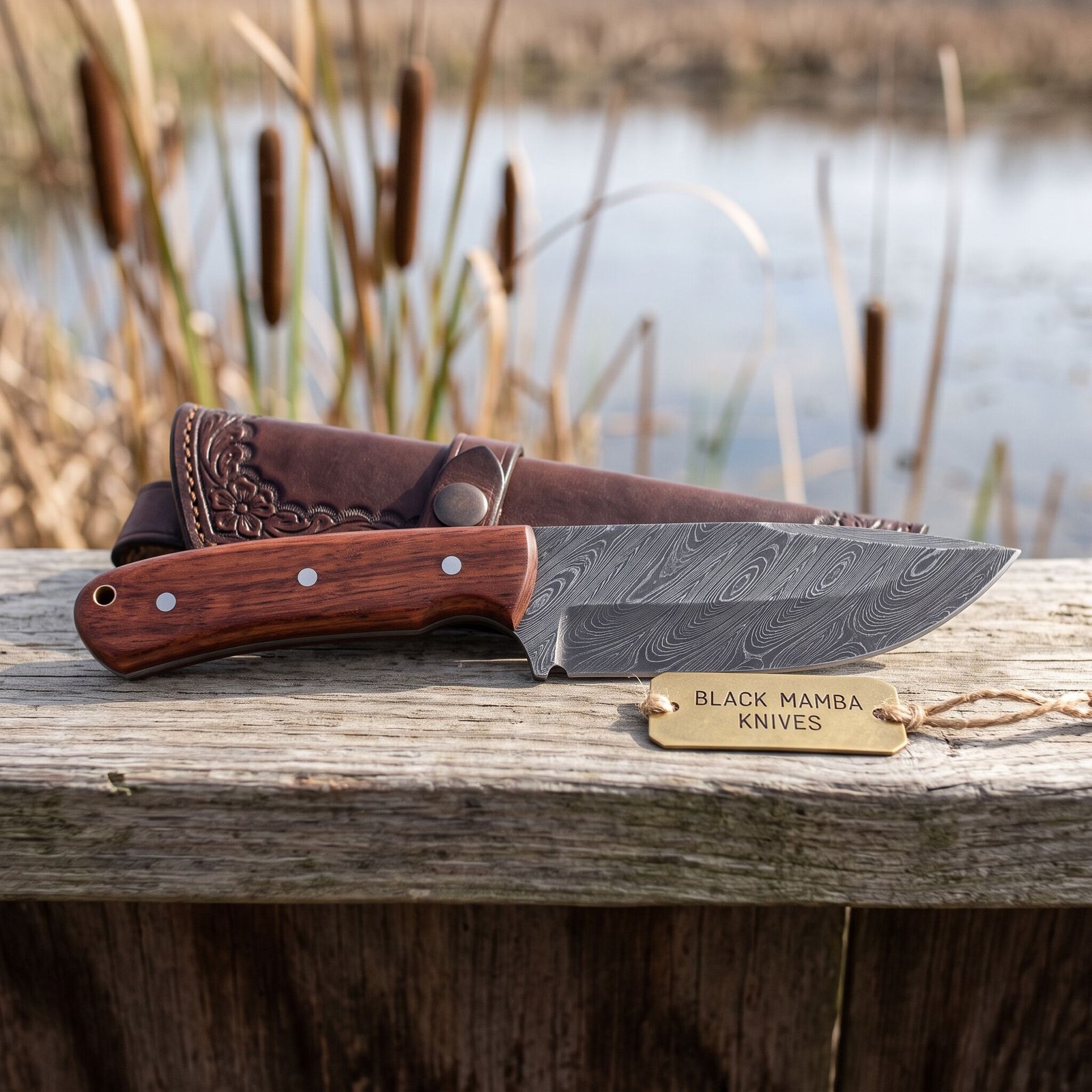 Python Snake KNIFE 9.5″ Long 4.5 “Blade 8.8oz Damascus Steel Fixed Blade Bowie Skinner Hunting Skinner Knife Handmade Damascus Knife Black Mamba Hand Made World Class Knives USA Made | BMK-117 - view 4
