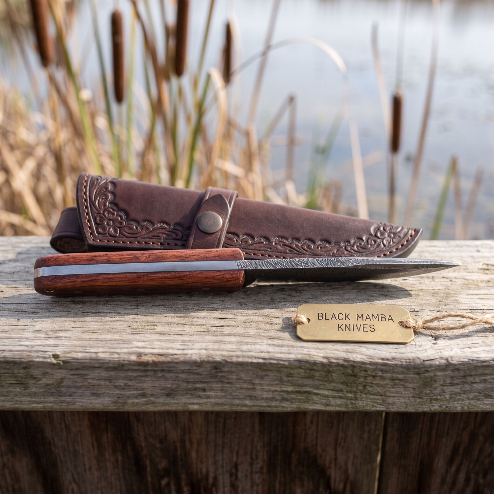 Python Snake KNIFE 9.5″ Long 4.5 “Blade 8.8oz Damascus Steel Fixed Blade Bowie Skinner Hunting Skinner Knife Handmade Damascus Knife Black Mamba Hand Made World Class Knives USA Made | BMK-117 - view 6