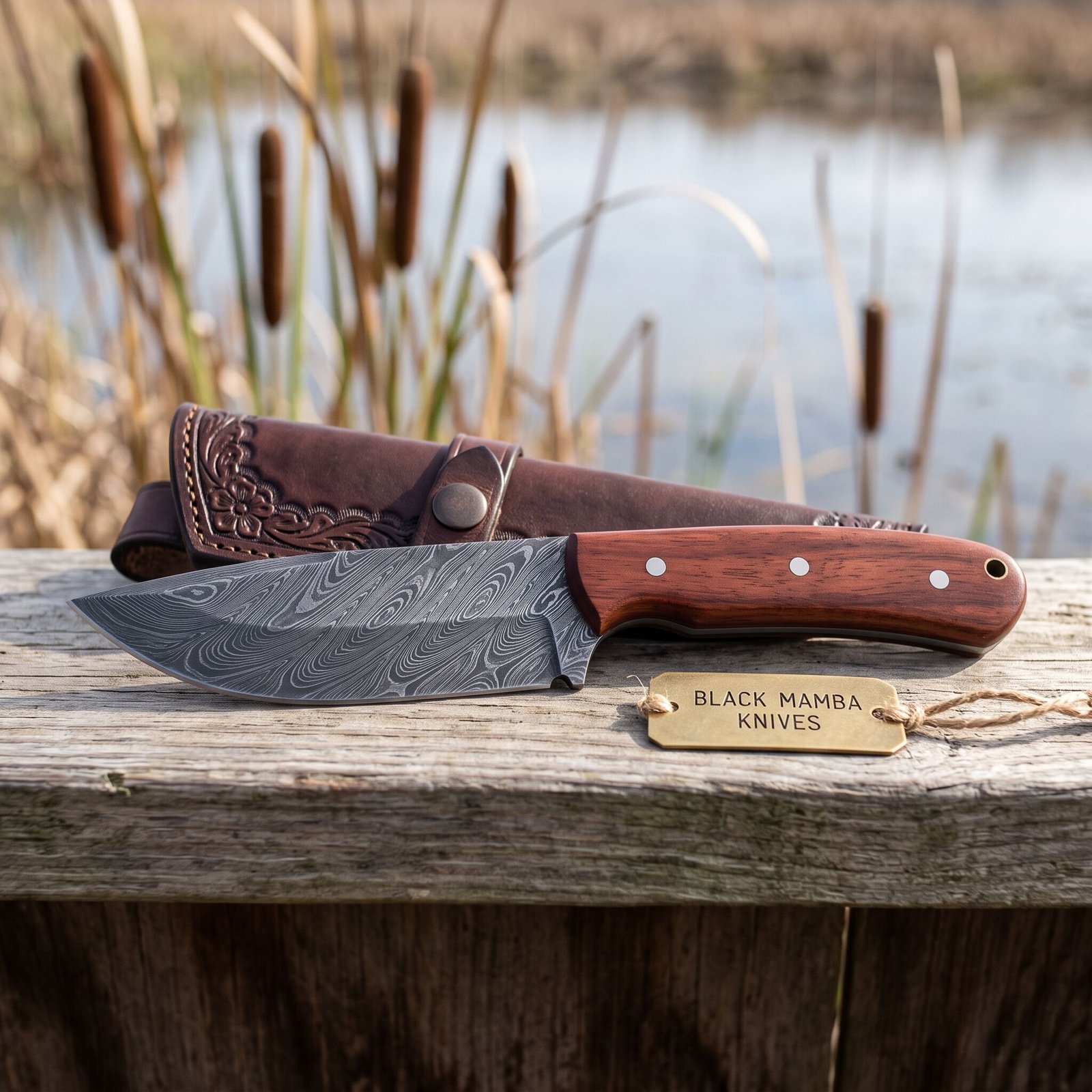 Python Snake KNIFE 9.5″ Long 4.5 “Blade 8.8oz Damascus Steel Fixed Blade Bowie Skinner Hunting Skinner Knife Handmade Damascus Knife Black Mamba Hand Made World Class Knives USA Made | BMK-117