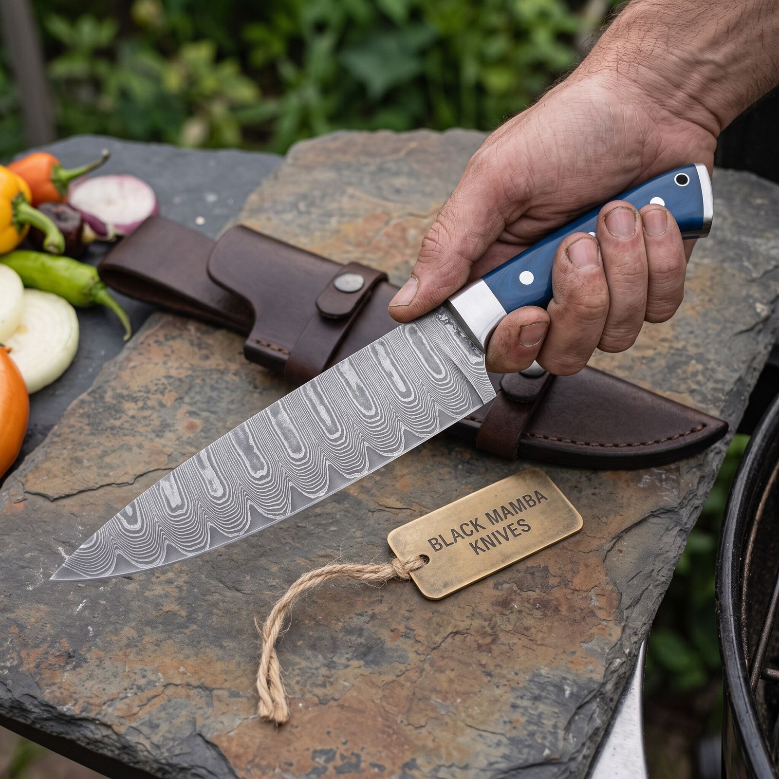 Siamese Knife 13.5 Long 8.2 Blade 9.1 Oz Razor Sharp Hand Made Damascus Steel Chef Knife | BMK-113-B - view 2