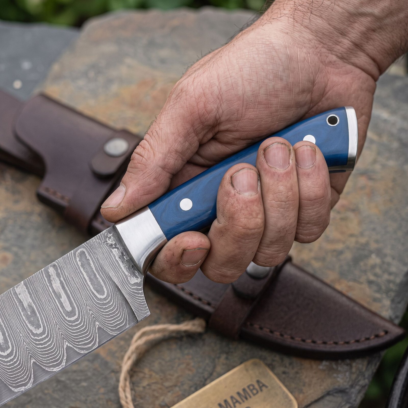 Siamese Knife 13.5 Long 8.2 Blade 9.1 Oz Razor Sharp Hand Made Damascus Steel Chef Knife | BMK-113-B - view 4