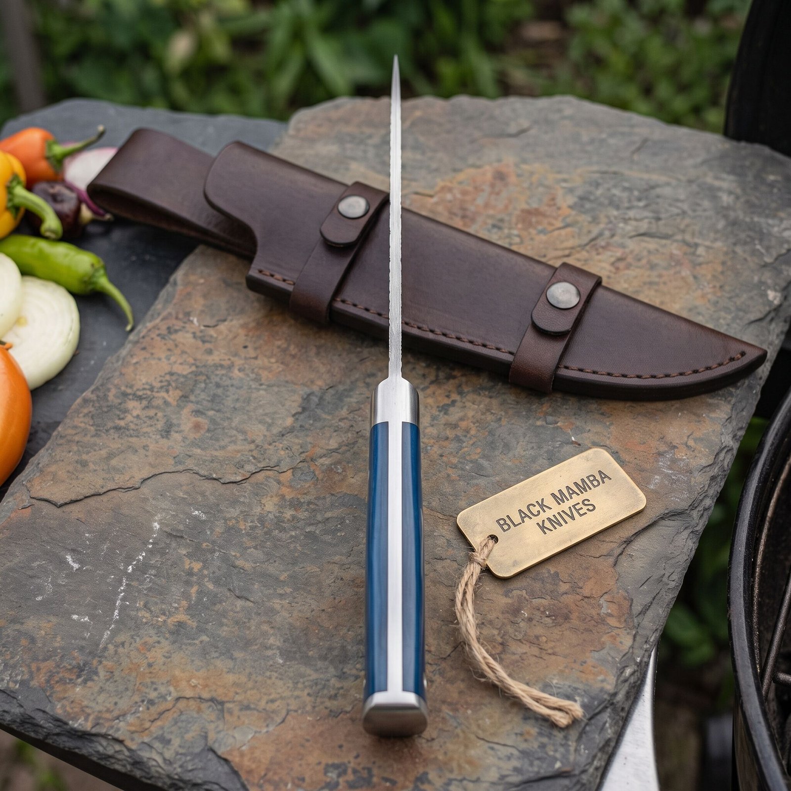 Siamese Knife 13.5 Long 8.2 Blade 9.1 Oz Razor Sharp Hand Made Damascus Steel Chef Knife | BMK-113-B - view 5