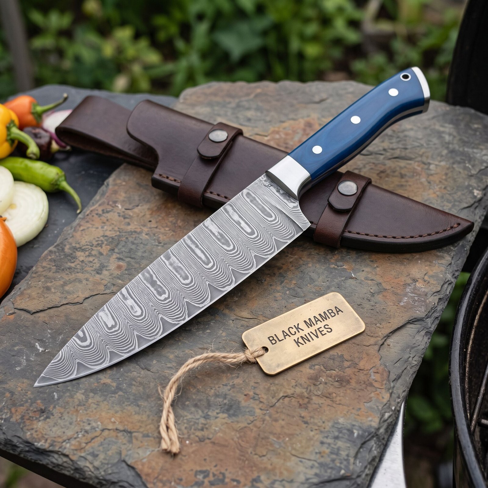 Siamese Knife 13.5 Long 8.2 Blade 9.1 Oz Razor Sharp Hand Made Damascus Steel Chef Knife | BMK-113-B